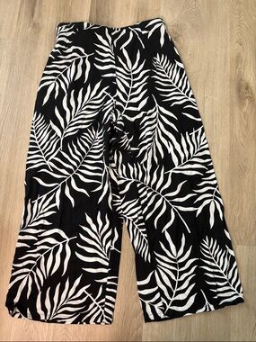 Haver & Blair Tropical Palm Print Wide Leg Pants - Linen Blend vacation beach